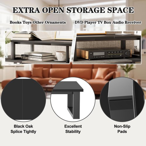aboxoo 45" TV Riser for 32-60 inch TV, TV Riser Stand Shelf, Tabletop TV Stand Riser, Computer Monitor Table for Home Living Room, Study Office (Black)