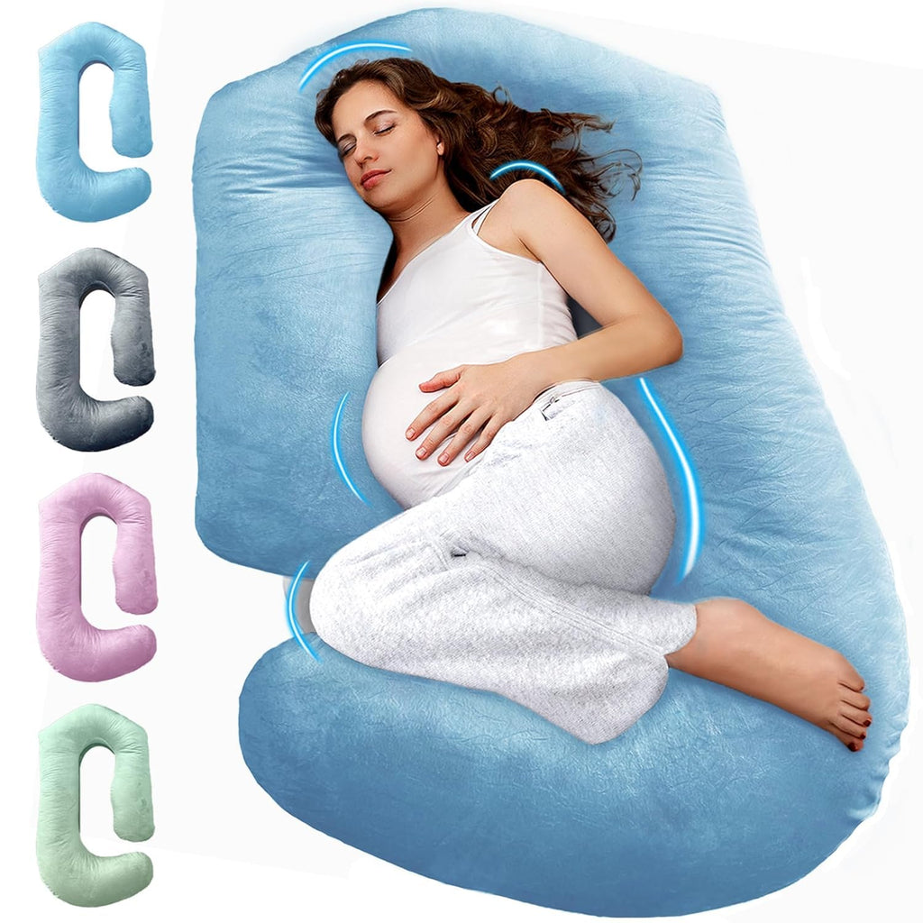 PILLANI Pregnancy Pillow - VCU Shaped 57-Inch Full Body Support with Removable Washable Cover | Cooling Maternity Comfort