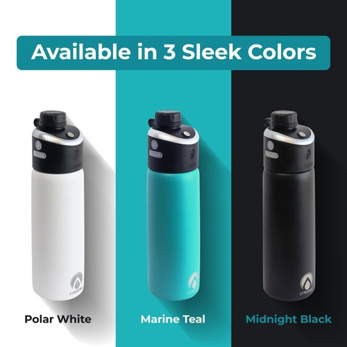 GoMist Misting & Drinking Bottle | Rechargeable Mist & Sip Water Bottle | Quick Charge USB-C Port | 2-Speed Mist Function | Stainless-Steel Double Wall Insulation, 40 oz (Marine Teal)