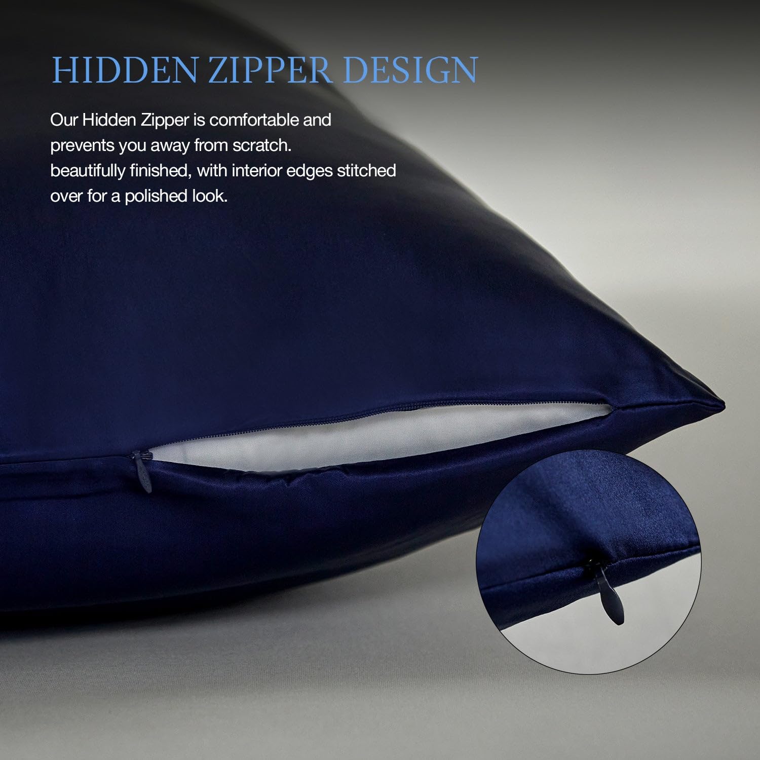 HOM 100% Pure Mulberry Silk Pillowcase for Hair and Skin, 25 Momme 6A High Grade - Comfortable, Breathable, Soft, Hidden Zipper (20x26, Sky Blue)