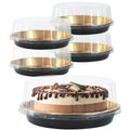 FEOOWV 5Pack 10inch Round Clear +Gold Cake Carriers for Transport Plastic Cake Containers Carriers with Dome Lids and Cake Boards Clear Bundt Cake Boxes