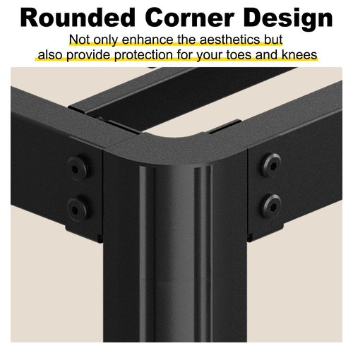 Yicensen 8 Inch Queen Bed Frame Rounded Corner No Box Spring Needed, Heavy Duty Metal Queen Size Platform Bed Frame, Easy Assembly, Noise Free, Black