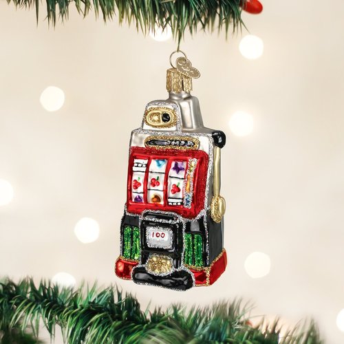 Old World Christmas Vegas Slot Machine Glass Blown Ornament for Christmas Tree, Handcrafted Holiday Decoration, Gamble Collection