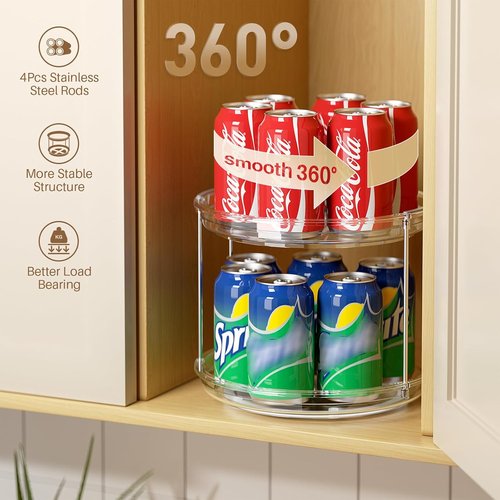 LAMU Lazy Susan Turntable Organizer - 2 Pack 9.25'' Rotating Spice Rack for Kitchen & Bathroom Storage