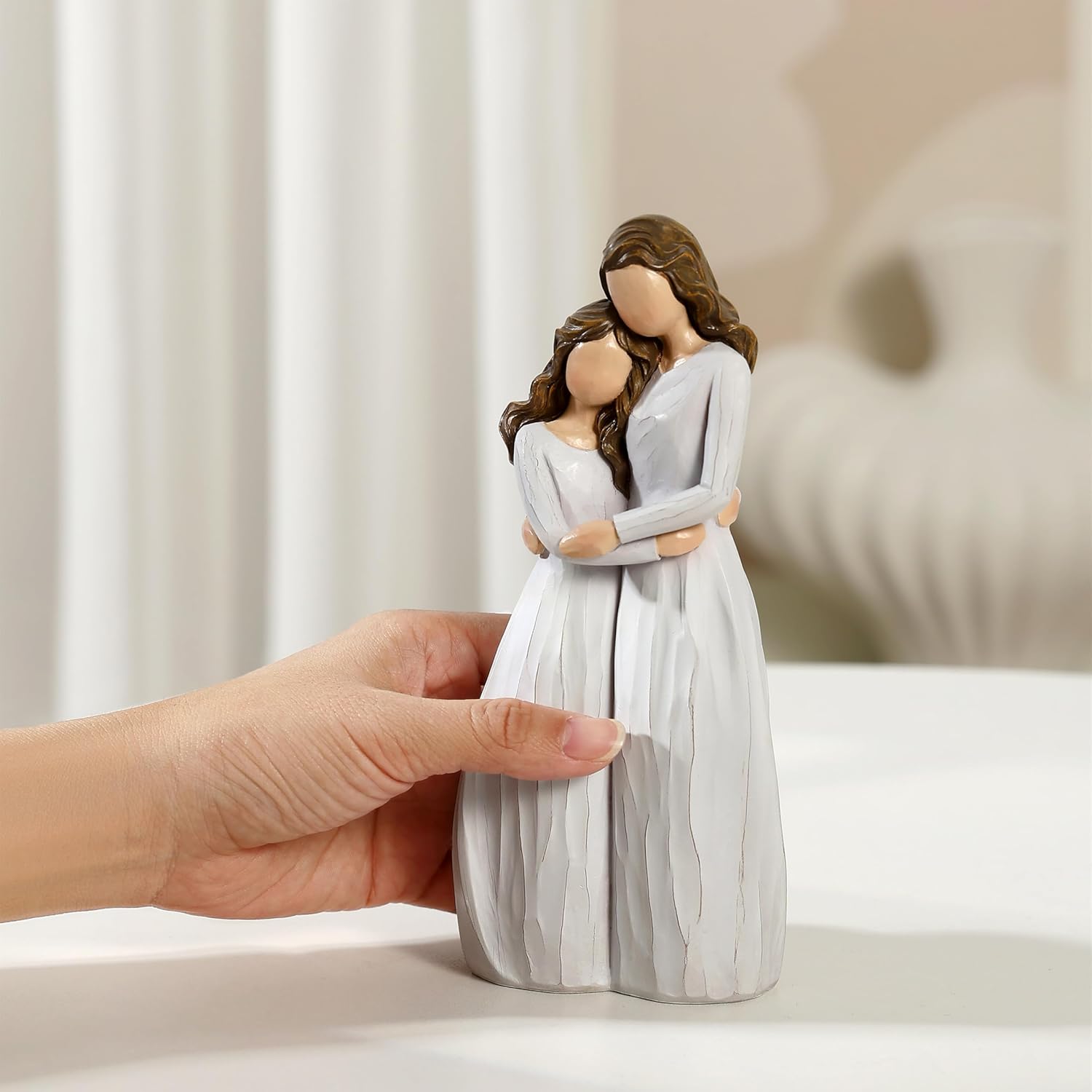Regine Switzerland Warm Hug Mother's Day Figurine - Solid Resin Mother & Daughter Statue | 7.7" Keepsake Gift in Luxury Box