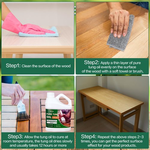 NetLea 17oz Pure Tung Oil for for Wood Finishing,Food Safety for Furniture & Countertop,100% Pure for Indoor & Outdoor Unfinished Bare Wood, Furniture,Floors etc (Tung Oil, 17oz)