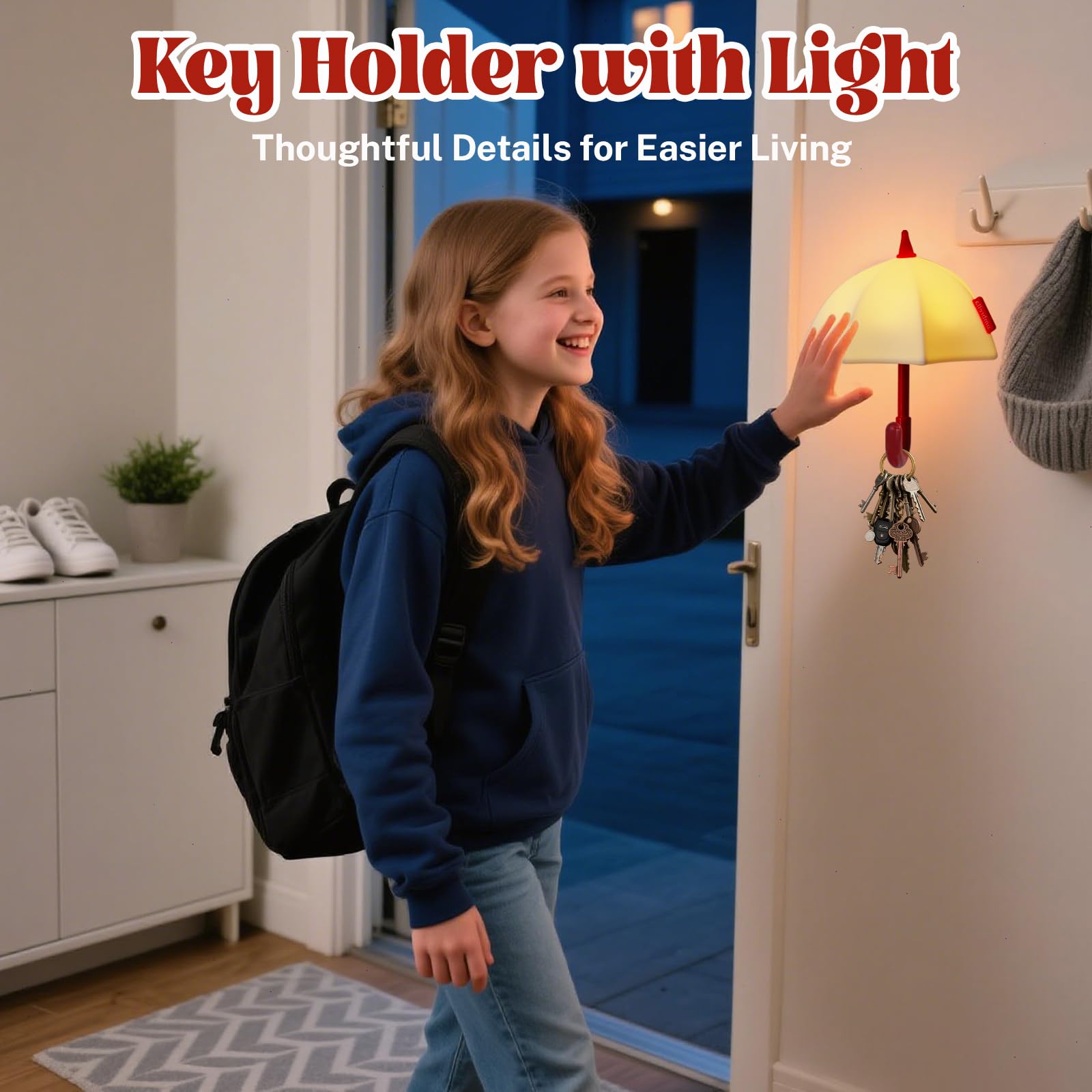 Umbrella Night Light for Kids, 3 Levels Dimmable Silicone Tap Lamp for Baby Nursery, Rechargeable Squishy Bedside Night Lamp for Bedroom, Light-Up Magnetic Fridge Magnets for Kitchen (White)
