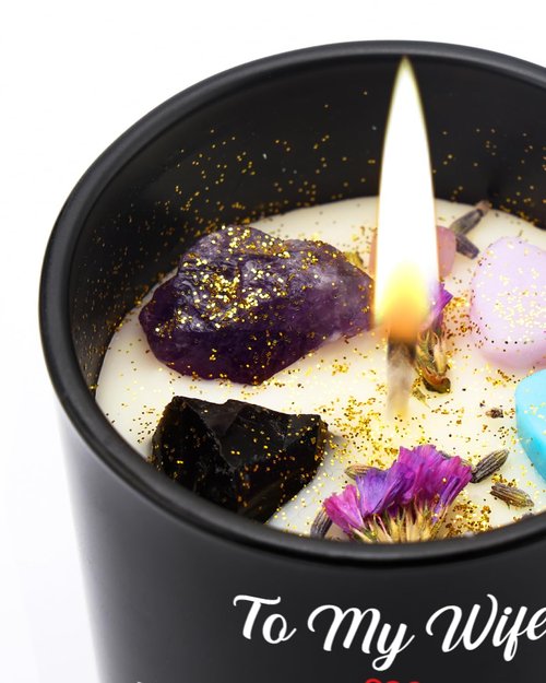 BeauGift Valentines Day Gifts for Her Wife, Birthday Anniversary Candle Gift for Women from Husband, Best Wife Ever Gifts with Healing Crystal Romantic I Love You Presents