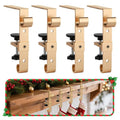Acrridi Stocking Hangers for Mantel,4 Pcs 2 in 1 Adjustable Fireplace Christmas Stocking Holder,No-Drill, Easy to Install Garland Hanger for Christmas Decorations,Fits 0.1”-3.5”Mantles (Gold, 4)
