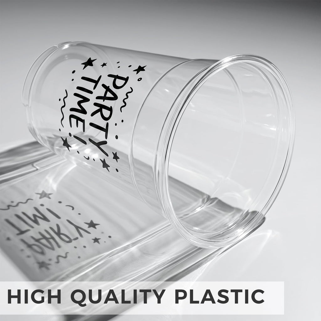 VITEVER [100 Sets - 24oz] Plastic Cups with Lids and Straws, Disposable Cups for Iced Coffee, Smoothie, Milkshake, Cold Drinks - Clear