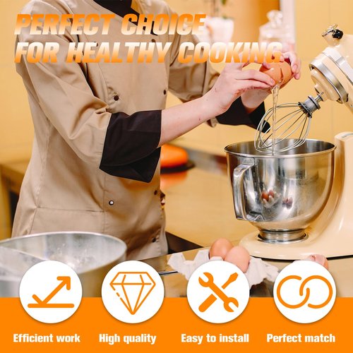 Funmit Mixers Accessories Stainless Steel Attachments Replacement for Kitchen-aid Mixers, K45WW Wire Whip, K45DH Dough Hook, K45B Coated Flat Blade Paddle, Kitchen Tilt-Head Aid Stand Mixer Attachment