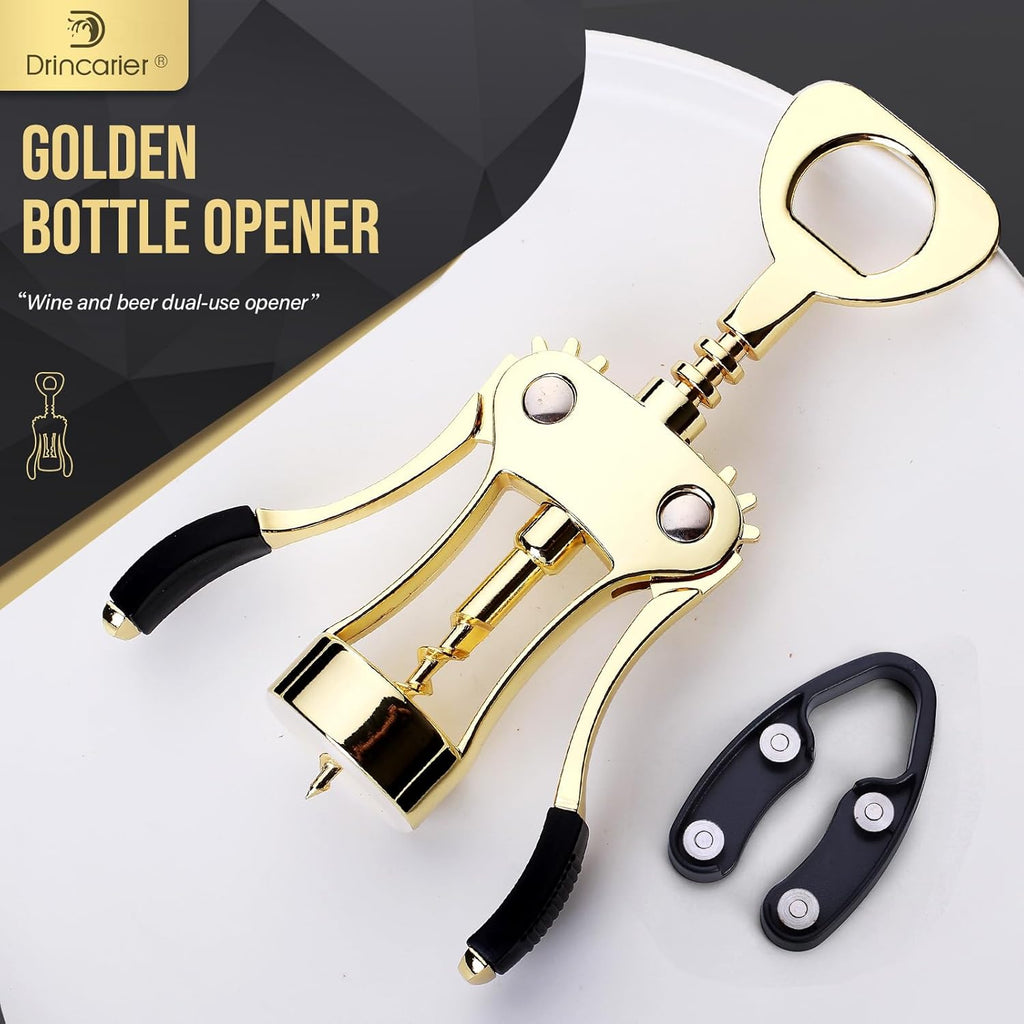 Wine Opener, Zinc Alloy Premium Wing Corkscrew Wine Bottle Opener with Multifunctional Bottles Opener, Upgrade