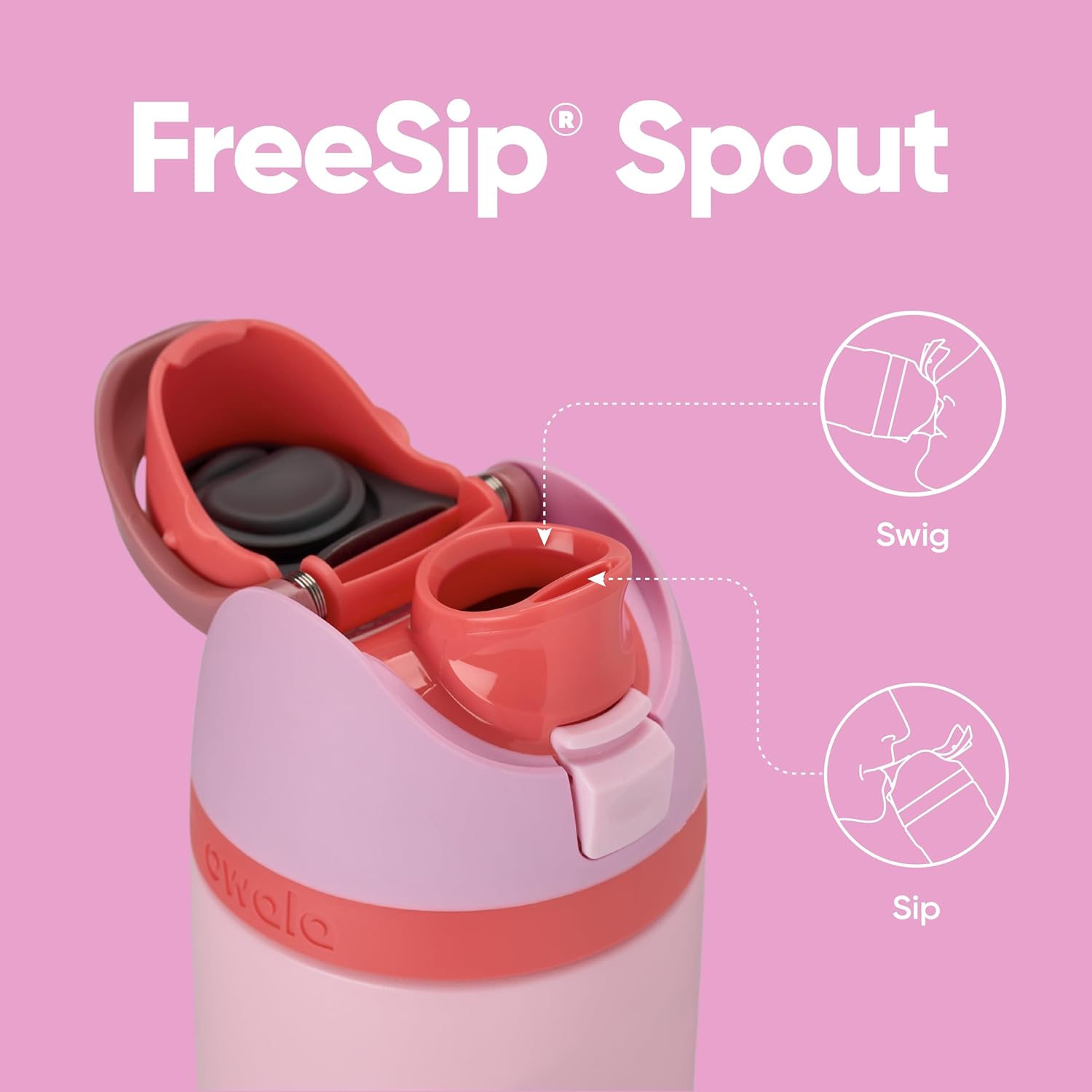 Owala FreeSip Insulated Stainless Steel Water Bottle - BPA-Free, 24 oz, Pink | Perfect for Sports & Travel