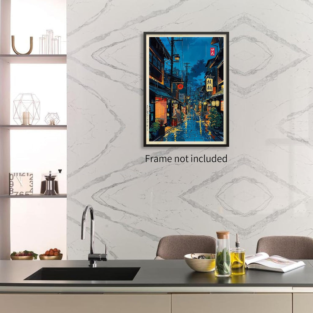 Podafu Japanese Tokyo Tea House Wall Art - Unframed 12x16in Canvas Print for Bedroom Decor
