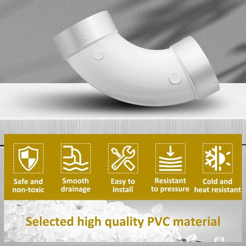 GULUANT 2 Pack Replacement Central Vacuum 90 Degree Sweep Prevents Clogs Elbow Fitting for 2 Inch Vacuum Pipe