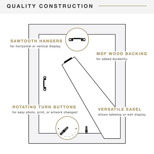 MCS Studio Gallery Classic 8.5x11 Picture Frame Black Woodgrain, Vertical & Horizontal Wall Hanging Large Picture Frame for Photos, Posters & Art Prints (1-Pack)