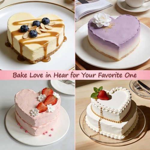 TAOUNOA Heart Shaped Cake Pans 6 Inch and 8 Inch Set of 2 Aluminum Heart Cake Pans with Removable Bottoms for Baking Romantic Desserts
