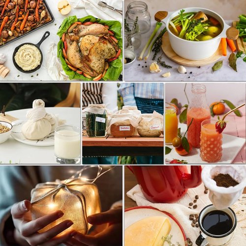 Grade 100 Unbleached Cotton Cheesecloth - 6 Pcs Reusable 20x20 Inch Fine Mesh for Straining & Cooking