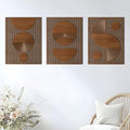 Homenthus 3 Pcs Abstract Wood Wall Art - Mid Century Modern Geometric Decor for Boho Spaces