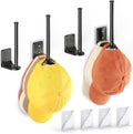 Skiennix Adhesive Hat Hooks - 4 Pack Wall-Mounted Hat Rack for Baseball Cap Storage | Black