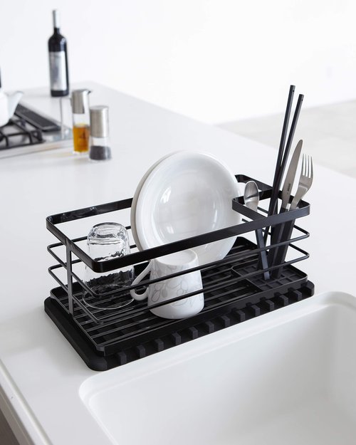 Yamazaki Home Self Draining Tray - Drying Board, Dish Drainer Mat, Black