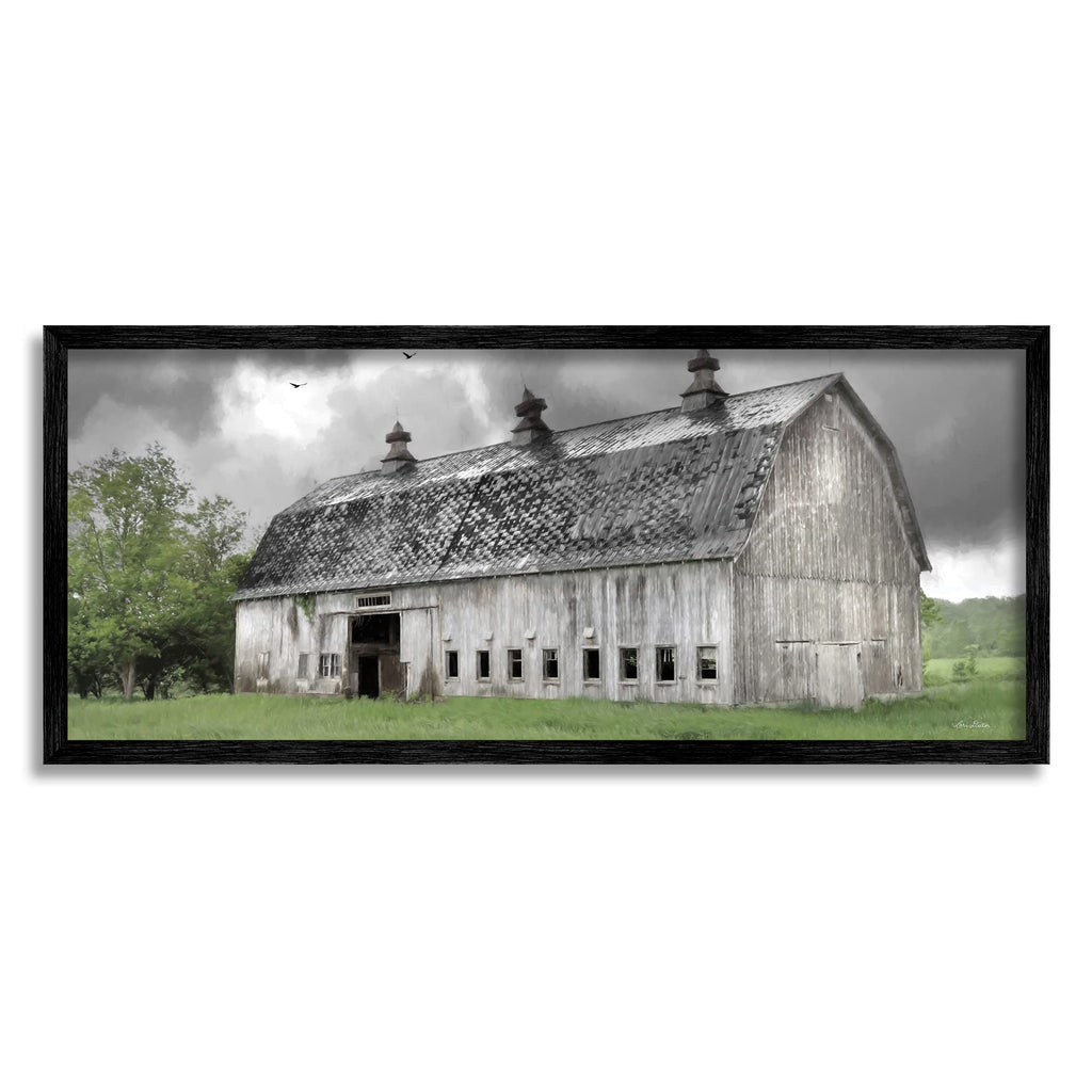 'Farmland Barn Overhead Clouds'| Framed Giclee Art