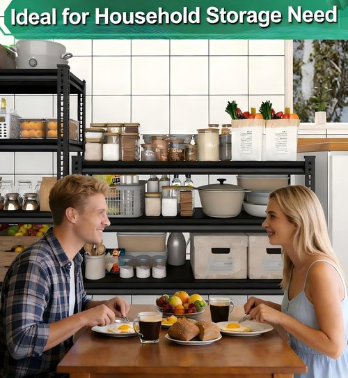 Metal Storage Garage Shelving - Heavy Duty Steel Utility Rack | 3-Tier Adjustable, 1,200 Lbs Capacity, Black, 40'' W x 16'' D x 36'' H