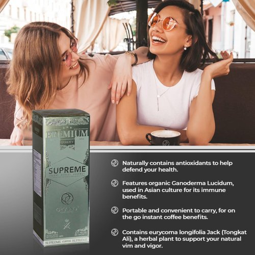 Organo 2 Boxes Cafe Supreme, 100% Ganoderma Lucidum with Ginseng (40 Sachets)