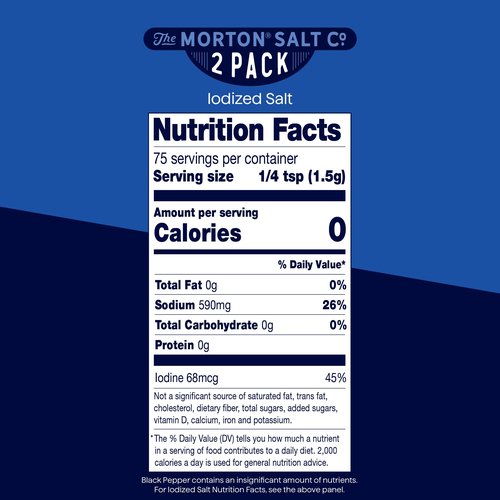 Morton Shaker Set - Iodized Salt (4 oz) & McCormick Ground Pepper (1.25 oz), 2-Piece Set (Pack of 2) for Cooking & Seasoning