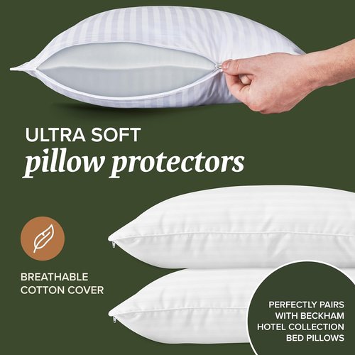 Beckham Hotel Collection Queen Size Pillows - Soft, Hypoallergenic Comfort | Set of 2