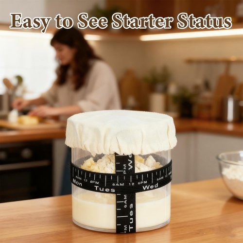5Pcs Sourdough Starter Jar Cover Cloth, Unbleached Fabric Bread Fermentation Cover Reusable Linen Covers for Container, Tops Breathable Elastic Fabric Covers for Wide Mouth and Normal Mouth