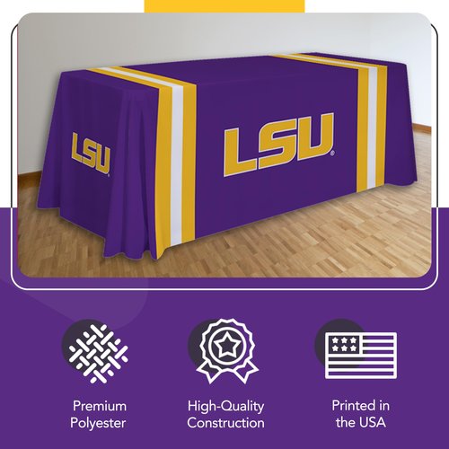 Victory Corps LSU Tigers College Sports Printed Table Throw - NCAA Licensed - Polyester - School Tablecloth (Purple, Yellow, White) (6' Draped)