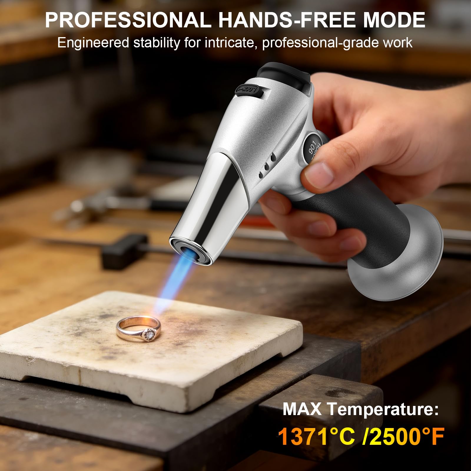 TBTEEK Butane Torch, Kitchen Torch Cooking Torch with Safety Lock & Adjustable Flame for Cooking, BBQ, Baking, Brulee, Creme, DIY Soldering(Butane Not Included)