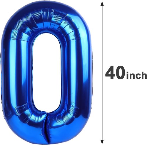 Big Navy Blue Foil 0 Number Balloon - 40 Inch Birthday & Anniversary Decoration for All Ages