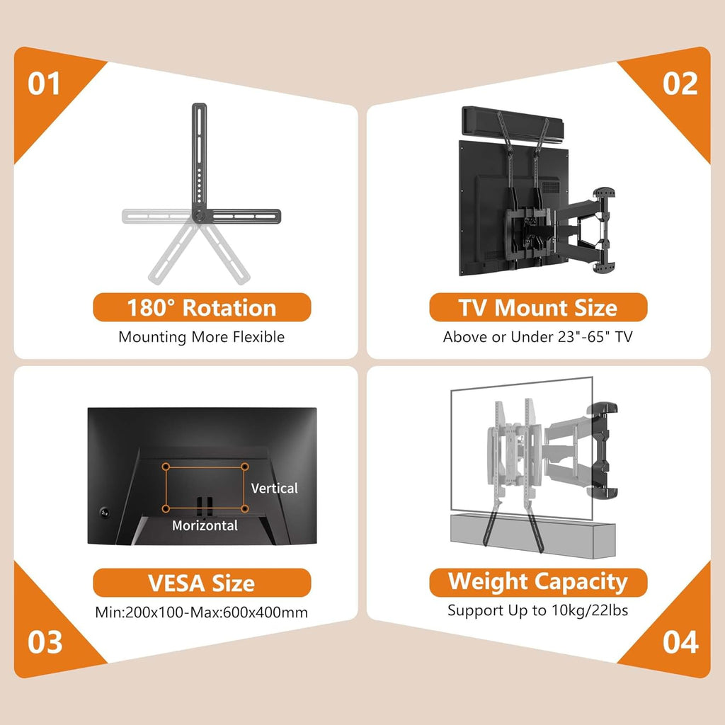 XINLEI Universal Sound Bar Mount | Fits 23-65 Inch TVs | Securely Holds Up to 22 lbs