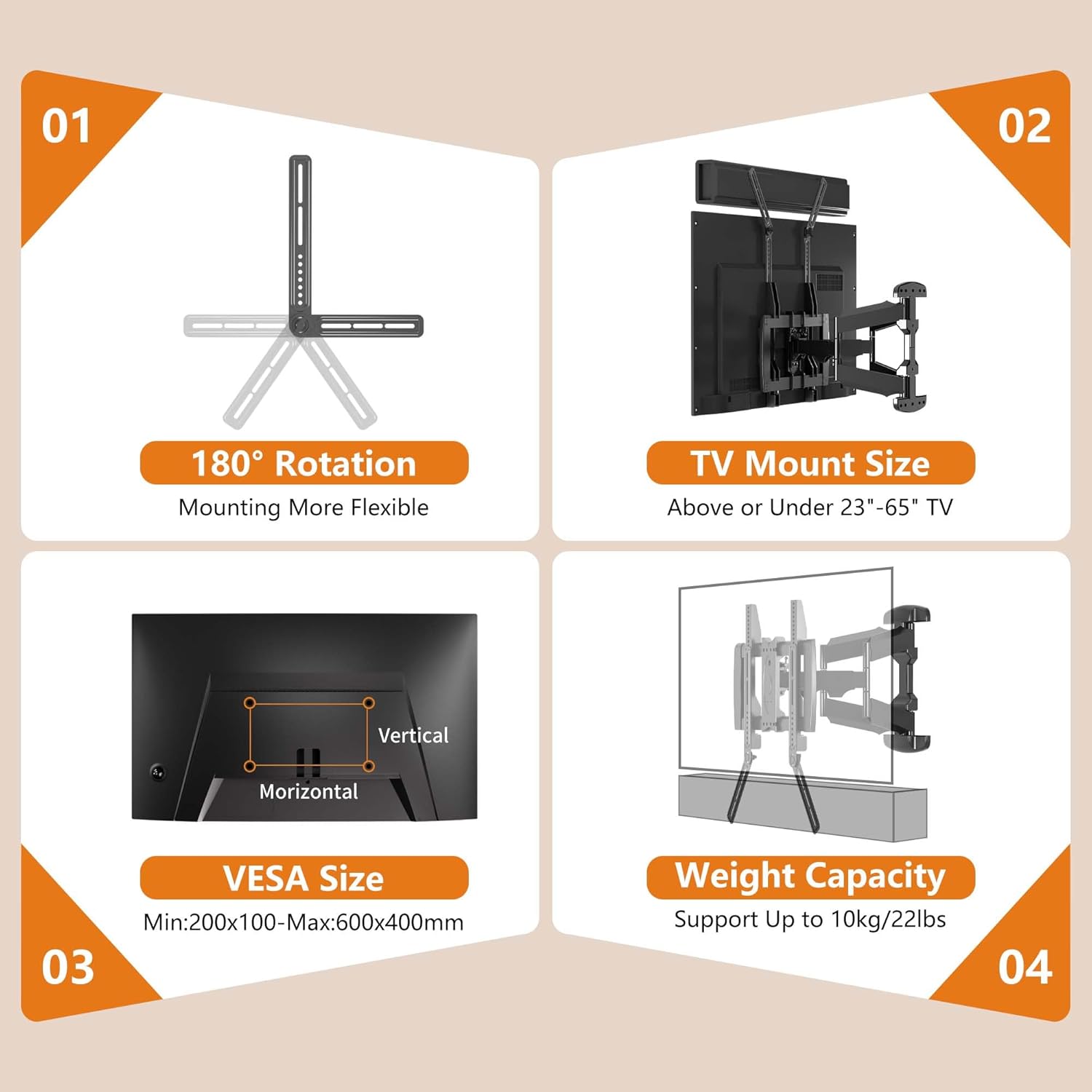 XINLEI Universal Sound Bar Mount | Fits 23-65 Inch TVs | Securely Holds Up to 22 lbs