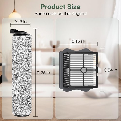 2+4 Pack iFloor 3/ S3 Brush Roller and HEPA Filter Set Compatible with Tineco iFloor 3/ Floor One S3 Cordless Vacuum Cleaner, 2 Pack Brush Rollers + 4 Pack Vacuum HEPA Filters
