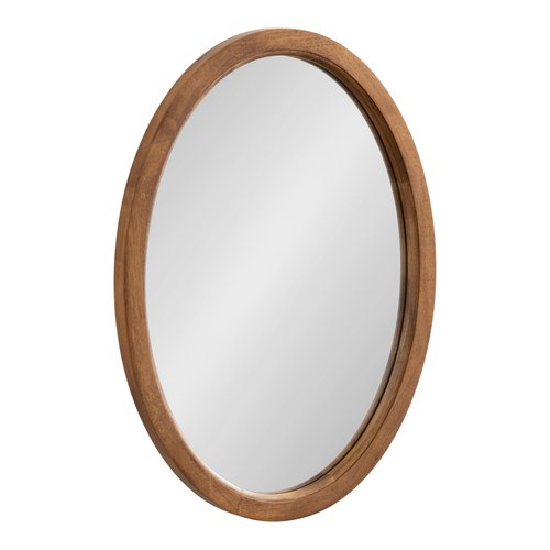 Kate and Laurel Hogan Farmhouse Oval Framed Wall Mirror, 18 x 24, Natural Rustic, Decorative Traditional Wood Mirror with Soft Curvature and Oval Shape