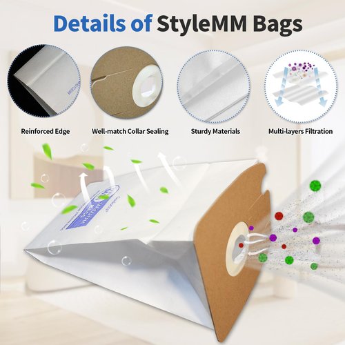 Gudotra 20 Packs Vacuum Bags Replacement for Eureka Style MM 3670 3680 Series Canisters Vacuum Bags Replace Part 60295A 60295B 60295C 60297A