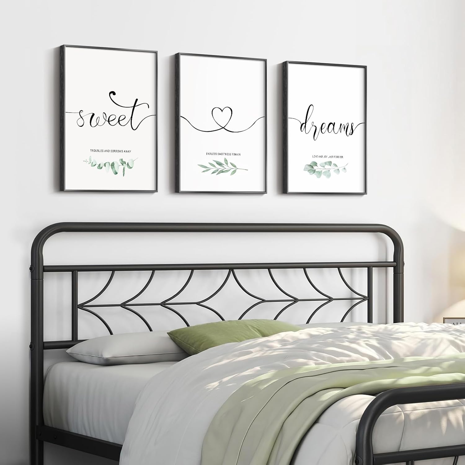 Sweet Dreams Wall Art by [Brand Name] - Modern Minimalist 3-Piece Canvas Set for Bedroom | 12x16 Inch