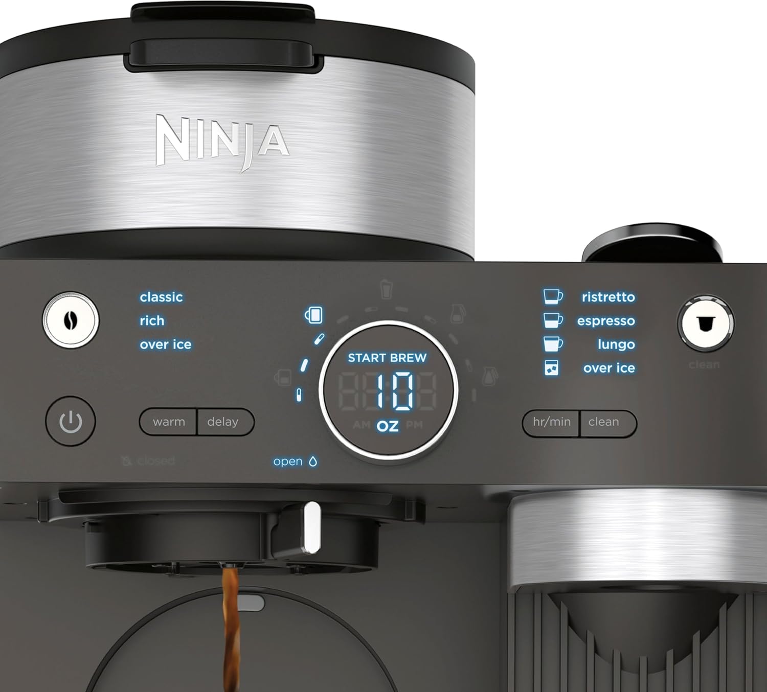 Ninja CFN602 Espresso & Coffee Barista System - Ristretto Function, Single-Serve & 12-Cup Carafe, Built-in Frother