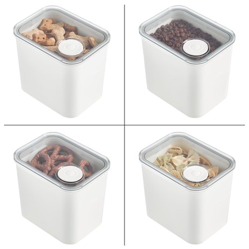iDesign Recycled Plastic Medium Dry Goods Kitchen Canister with Airtight Lid – 6.34" L x 4.79” W x 5.87” H, White