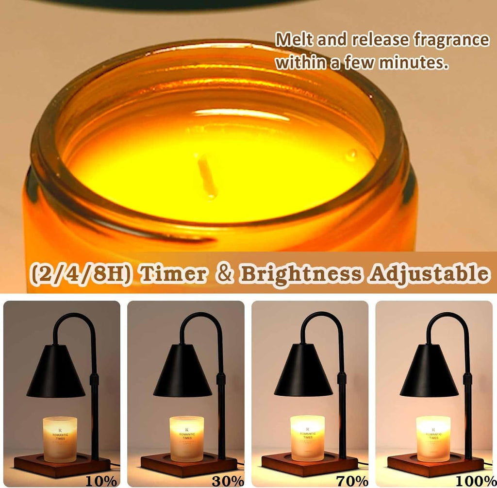 Skiennix Modern Candle Warmer Lamp - Dimmable & Adjustable with Timer | Black Home Decor Gift for All Occasions