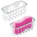 iDesign Stainless Steel Suction Sponge Holder, Kitchen Sink Sponge Caddy Organizer, 2-Pack, Polished