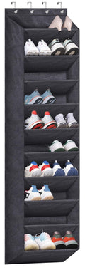 SLEEPING LAMB Over The Door Shoe Organizer for Closet with Large Deep Pockets, Narrow Shoe Rack for Door Hanging Boots Storage, Black