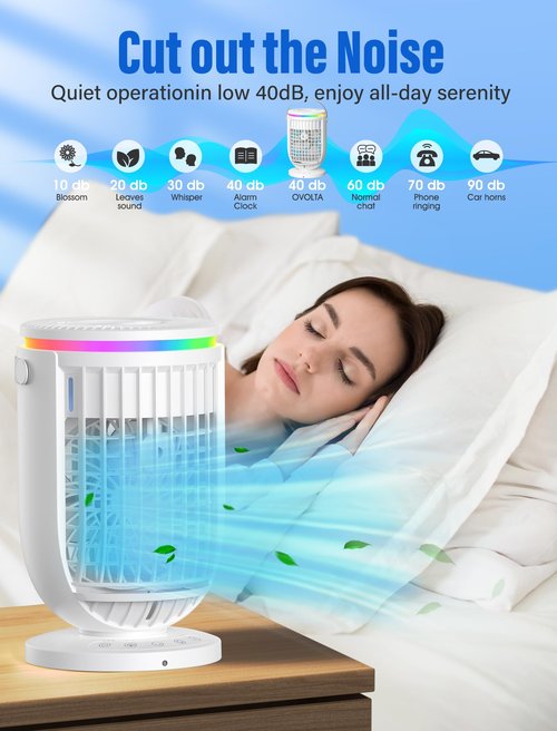 JYew Portable Air Conditioners Evaporative Mini Room Air Conditioners,Portable AC Unit Air Cooler with 4 in 1 Humidifier Fan Conditioner, AC Portable for Room with 120° Rotating Function03