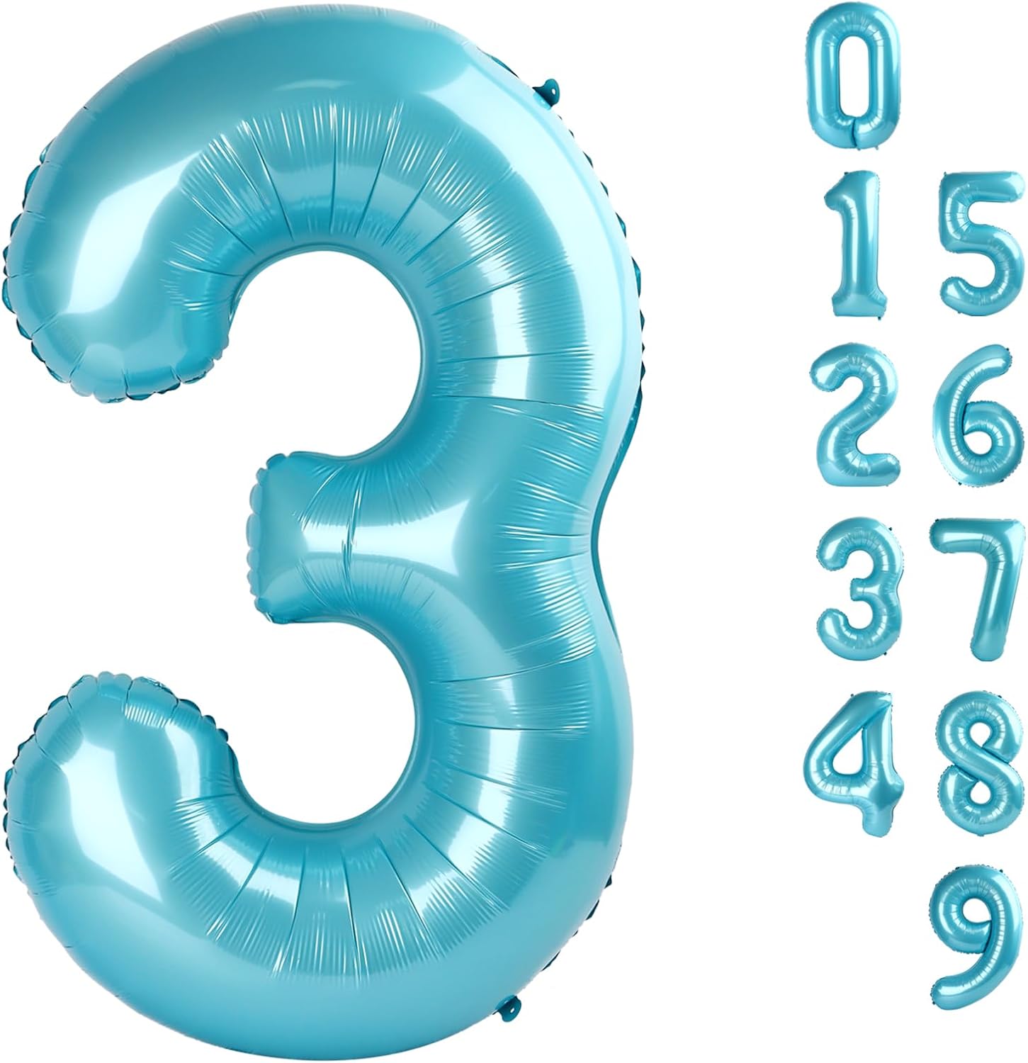Numbers Balloon - 40 Inch Large Pastel Blue Balloon for 3rd Birthday Decor | Perfect for Parties