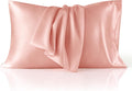 Bedsure King Size Satin Pillowcase Set - Peach Pink Silky Pillow Cases for Hair & Skin | 20x36 Inches, 2-Pack