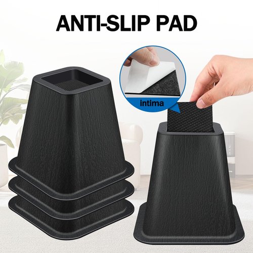 ANNKUT 6 Inch Heavy Duty Bed Risers, Furniture Risers for Desk, Chair, Table or Sofa, Couch Lift Risers, Supports up to 2200 lbs per Leg(8 Pack Black)