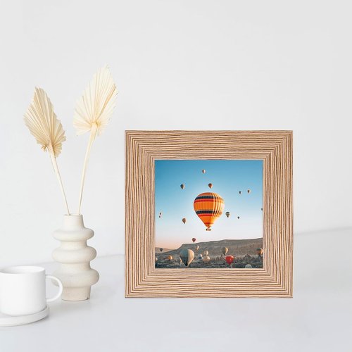 JCJMY 3x3 Picture Frame - Rustic Brown Square Photo Frame with Shatter-Resistant Plexiglass